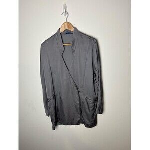 NEVEREVEN Blazer Jacket Womens XS Gray Longline Open Front Pockets Lightweight